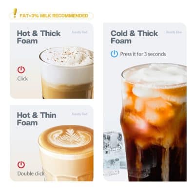 Creamy hot and cold foam beverages with layered textures and presentation, ideal for refreshing drinks and coffee enthusiasts at Monalisa Store.