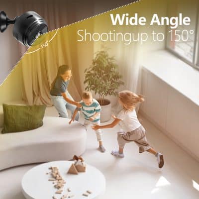 Energy-efficient wide-angle camera lens for secure home monitoring, featuring 150° shooting angle for wide coverage, ideal for smart home security systems.