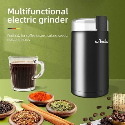 Electric coffee grinder for spices herbs and nuts, multifunctional spice grinder, best coffee bean grinder, Monalisa Store kitchen appliances, compact electric spice grinder for coffee and herbs.