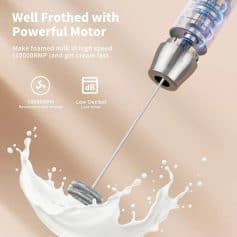 Cream dispenser with powerful motor for fast foam production, low noise operation, and high RPM, ideal for milk frothing and coffee crafting at Monalisa Store.