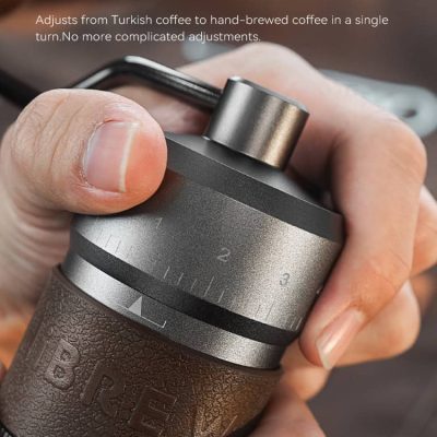 Multi-stage coffee grinder with adjustable settings for precise grinding, featuring Turkish coffee to hand-brewed coffee options, compact and efficient design for coffee enthusiasts.