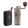 Portable coffee grinder with manual crank and carrying case, ideal for fresh coffee on the go at Monalisa Medical.
