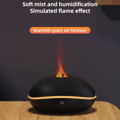 Funky USB humidifier with flame effect, soft mist, and humidification, ideal for home or office relaxation and air quality improvement.