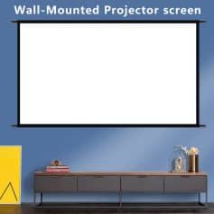 Wall-mounted projector screen for modern Monalisa Medical clinic. Perfect for presentations or patient education spaces, offering clear, large display capabilities in a professional environment.