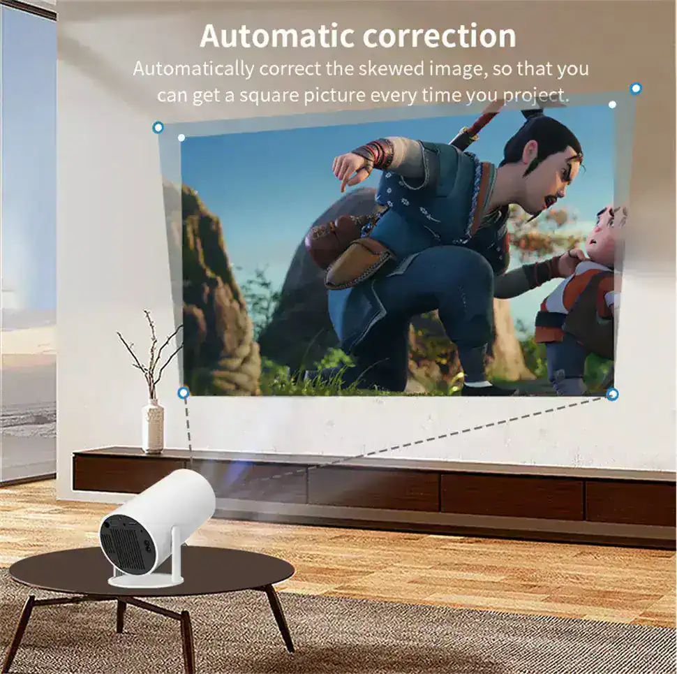 High-quality digital projector displaying animated film scene for immersive viewing experiences at Monalisa Medical Store.