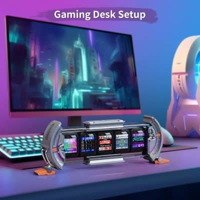 Sports & gaming setup with gaming monitor, high-performance gaming accessories, colorful RGB keyboard, and futuristic gaming decor perfect for immersive gaming experiences.