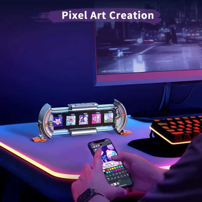 Pixel art digital device showcasing creative design and digital art creation.