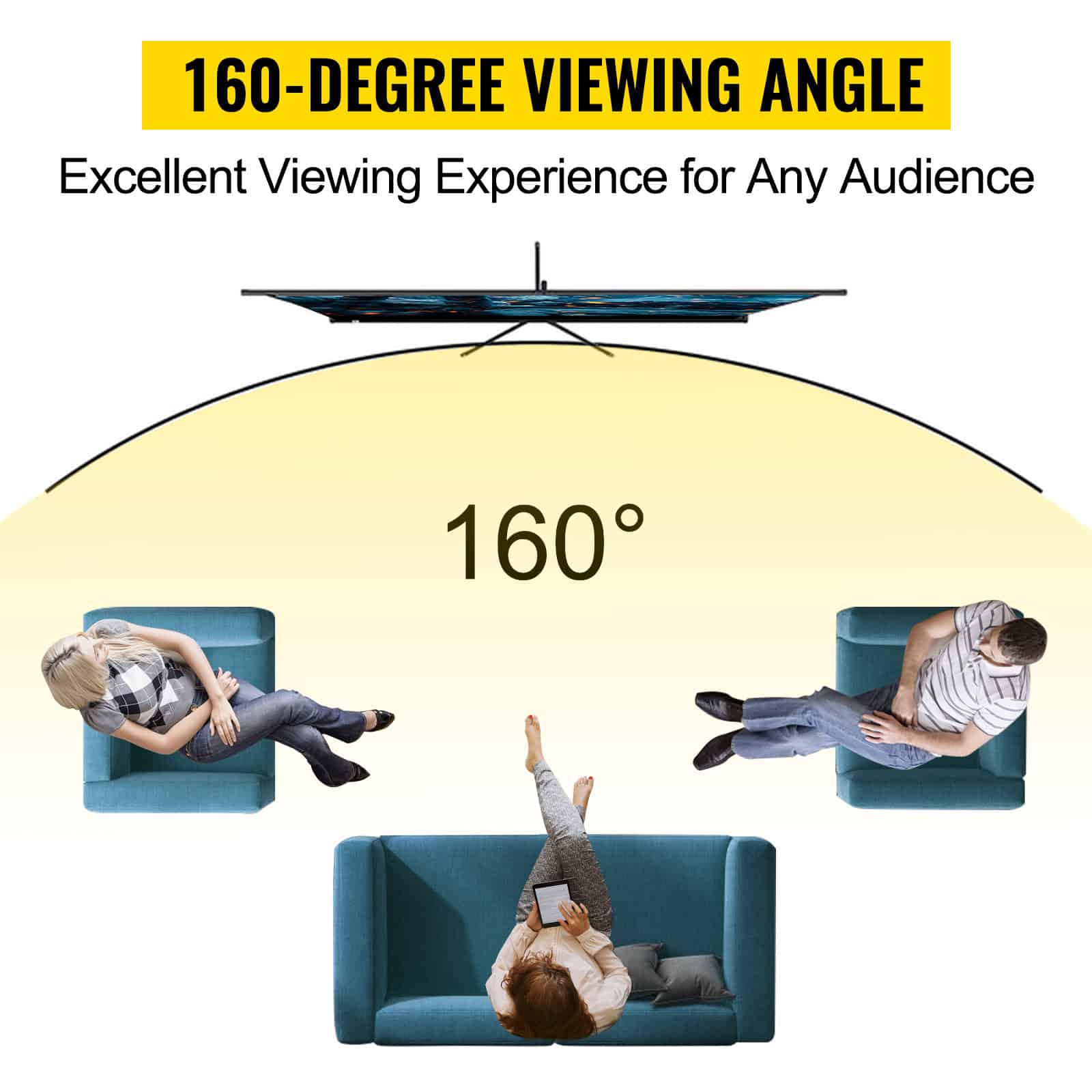 160-degree wide viewing angle television for immersive home entertainment at Monalisa Medical Store.