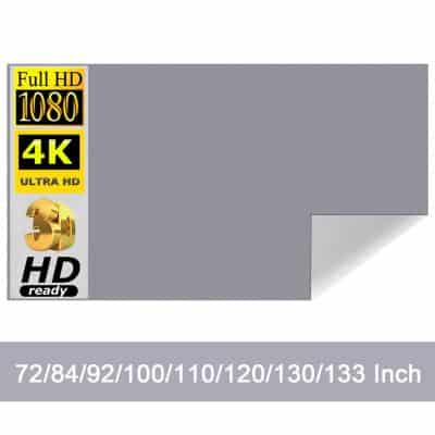 High-resolution LED TV packaging with 4K Ultra HD, 1080p Full HD, 3D HD, and multiple size options including 72, 84, 92, 100, 110, 120, 130, and 133 inches.