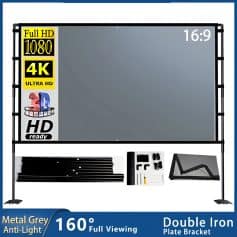High-definition TV display with 4K Ultra HD resolution, 16:9 aspect ratio, and full-view 160° angle, featuring metal grey double iron plate bracket and anti-light technology for optimal opt experience.