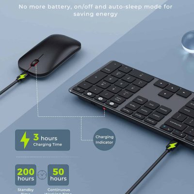 Wireless rechargeable computer mouse with Type-C charging indicator for seamless energy saving; ideal for professional or personal use.