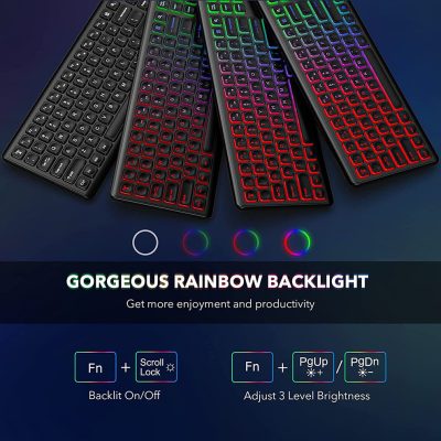 Vivid rainbow backlit gaming keyboards with customizable RGB lighting, sleek design, and ergonomic features for enhanced gaming and productivity at Monalisa Store.