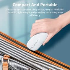 Lightweight portable computer mouse in sleek white design for travel and office use, perfect for ergonomic comfort and efficient work.