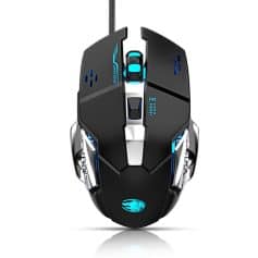 Wireless gaming mouse with customizable buttons and RGB lighting, ergonomic design for comfortable use, high-precision sensor, compatible with PC and Mac, ideal for gaming and professional work.