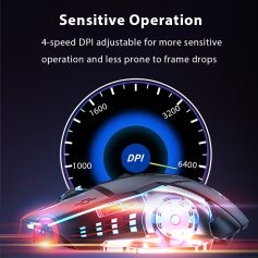 Optical mouse with adjustable DPI settings for precise control and smooth glide in gaming and work environments.