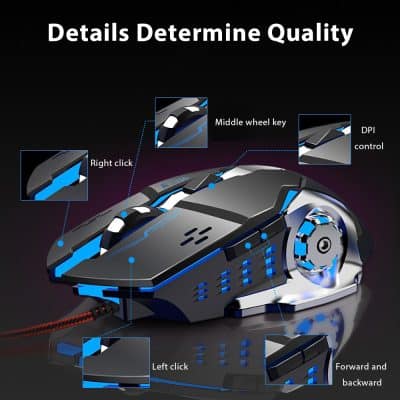 Modern gaming mouse with customizable buttons and RGB lighting for optimal gaming performance. Perfect for gamers seeking precision and comfort.