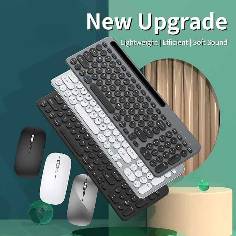 Wireless computer keyboards and mice set for office and home use, lightweight and efficient, modern design for ergonomic comfort.