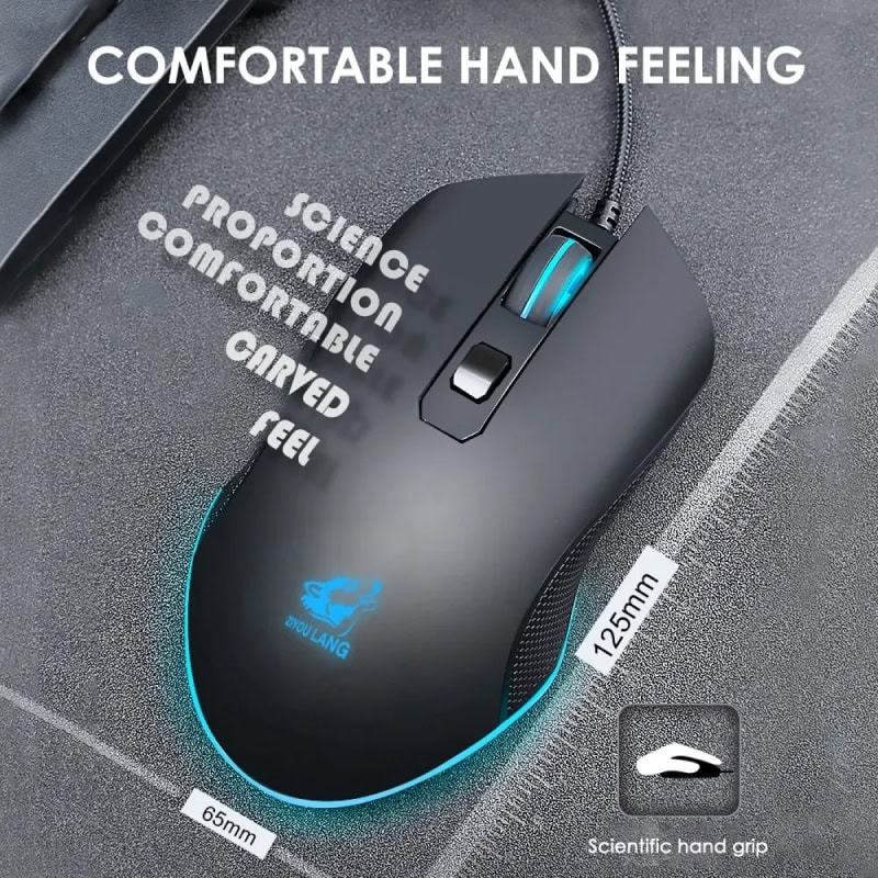High-performance gaming mouse with ergonomic design, customizable buttons, and RGB lighting for enhanced comfort and precision during long gaming sessions.