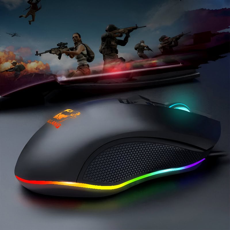 Gaming mouse with RGB lighting and ergonomic design for high-precision gaming performances.