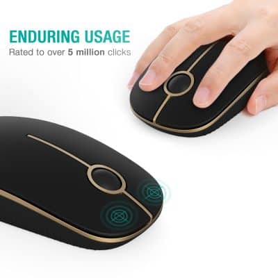 Wireless computer mouse with ergonomic design for seamless office and gaming use.