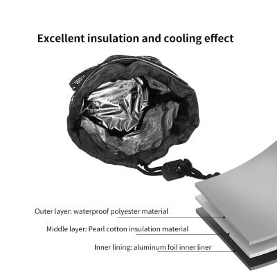 Waterproof insulated lunch bag with aluminum foil inner liner and pearl cotton insulation, designed for heat preservation. Perfect for carrying food and keeping it fresh in outdoor or office settings.