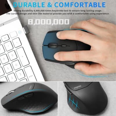 Wireless ergonomic computer mouse with customizable buttons and DPI settings for optimal precision and comfort. Perfect for office work, gaming, and long hours at your desk.