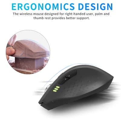 Ergonomic wireless mouse for right-handed users with palm and thumb rest for enhanced support at Monalisa Store.