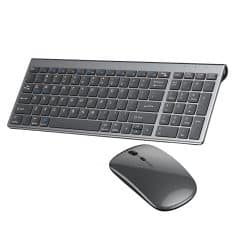 Wireless computer keyboard and mouse set for office and home use, sleek ergonomic design, compatible with Windows and Mac devices.
