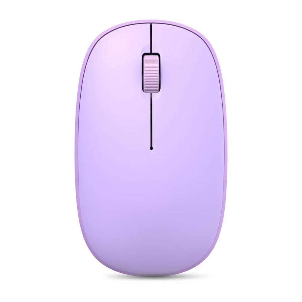Wireless lavender computer mouse for office and gaming use.