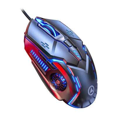 Futuristic gaming mouse with RGB lighting and ergonomic design for professional esports and PC gaming enthusiasts.