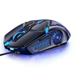 High-tech gaming mouse with customizable RGB lighting and ergonomic design for precision control in gaming and work.