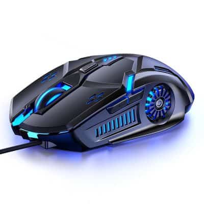 High-tech gaming mouse with customizable RGB lighting and ergonomic design for precision control in gaming and work.