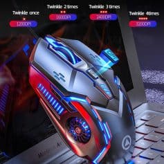 RGB gaming mouse with customizable DPI settings for precise control and enhanced gaming performance. Perfect for gamers seeking high accuracy and aesthetic lighting effects.