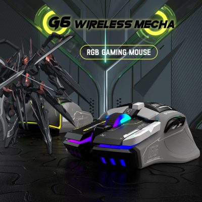 G6 wireless mech gaming mouse with RGB lighting for enhanced gaming performance.