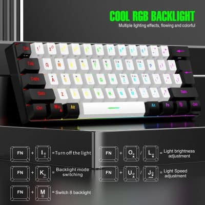 RGB backlit mechanical gaming keyboard with customizable lighting effects for gamers and programmers.