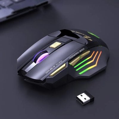 Wireless gaming mouse with customizable RGB lighting and ergonomic design for enhanced comfort. Ideal for gamers seeking precision and performance.