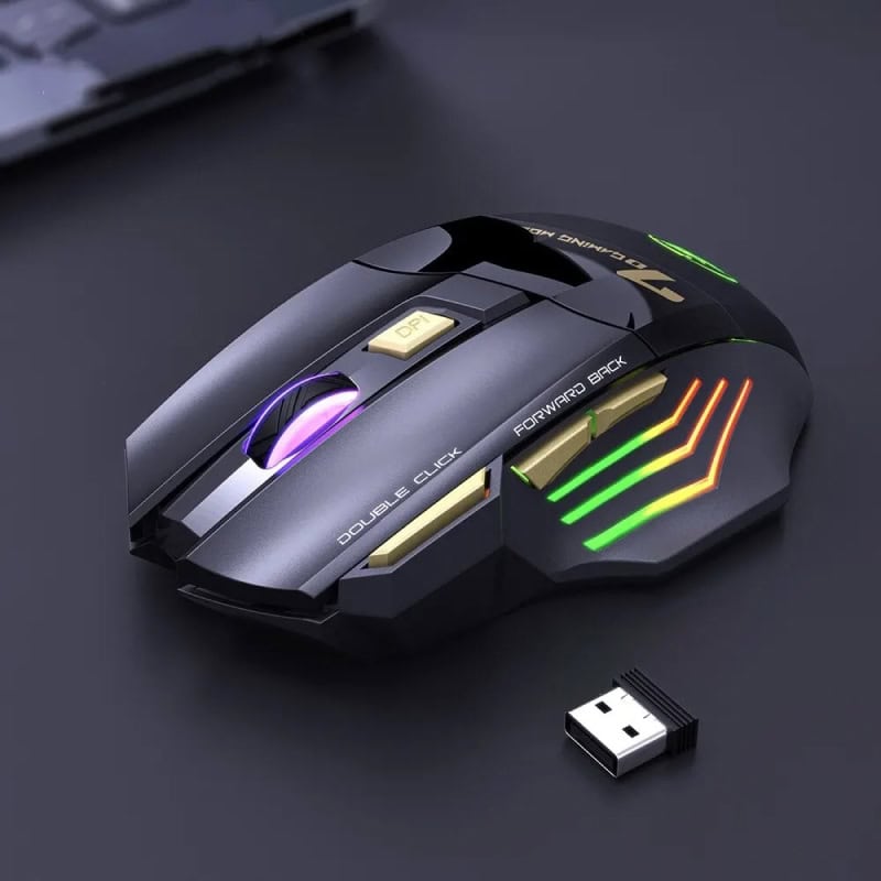 Wireless gaming mouse with customizable RGB lighting and ergonomic design for enhanced comfort. Ideal for gamers seeking precision and performance.