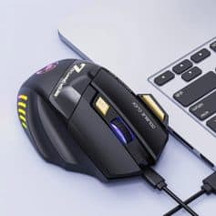 High-precision gaming mouse with customizable DPI settings, ergonomic design, and RGB lighting for professional eSports and gaming enthusiasts.