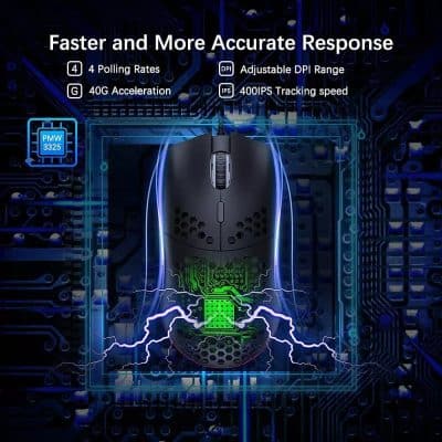 Wireless gaming mouse with programmable buttons and high-precision sensor for professional eSports and gaming enthusiasts.