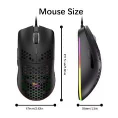 Lightweight gaming mouse with customizable RGB lighting, ergonomic design, and precise optical sensor for optimal performance. Ideal for gaming enthusiasts and professional gamers.