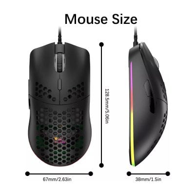 Lightweight gaming mouse with customizable RGB lighting, ergonomic design, and precise optical sensor for optimal performance. Ideal for gaming enthusiasts and professional gamers.
