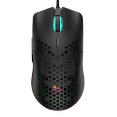Lightweight gaming mouse with customizable RGB lighting and ergonomic honeycomb shell for enhanced comfort. Ideal for professional gamers and eSports enthusiasts.