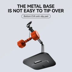 Metal base with anti-slip pad for stability in eyewear displays and optometry desks.