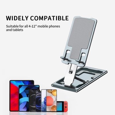 Automatic phone holder for all 4-12 inch mobile phones and tablets, compatible with various devices, ideal for digital accessories.