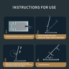 Adjustable phone holder for menalisa medical store, ergonomic design, easy to use, reliable, adjustable angles, fits smartphones, portable, ideal for workplace and home, high-quality construction for durability, innovative tech accessory.