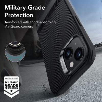 Enhanced military-grade protection phone case with shock-absorbing reinforced Air-Guard corners, designed for durability and safety.