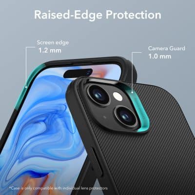 Shockproof phone case, raised edge protection, iPhone dual camera guard, durable phone bumper, screen and camera protection, flexible and robust mobile cover, Monalisa Medical quality phone accessories, smartphone safety and durability, high-quality protective case for iPhones, reliable device protection solution.