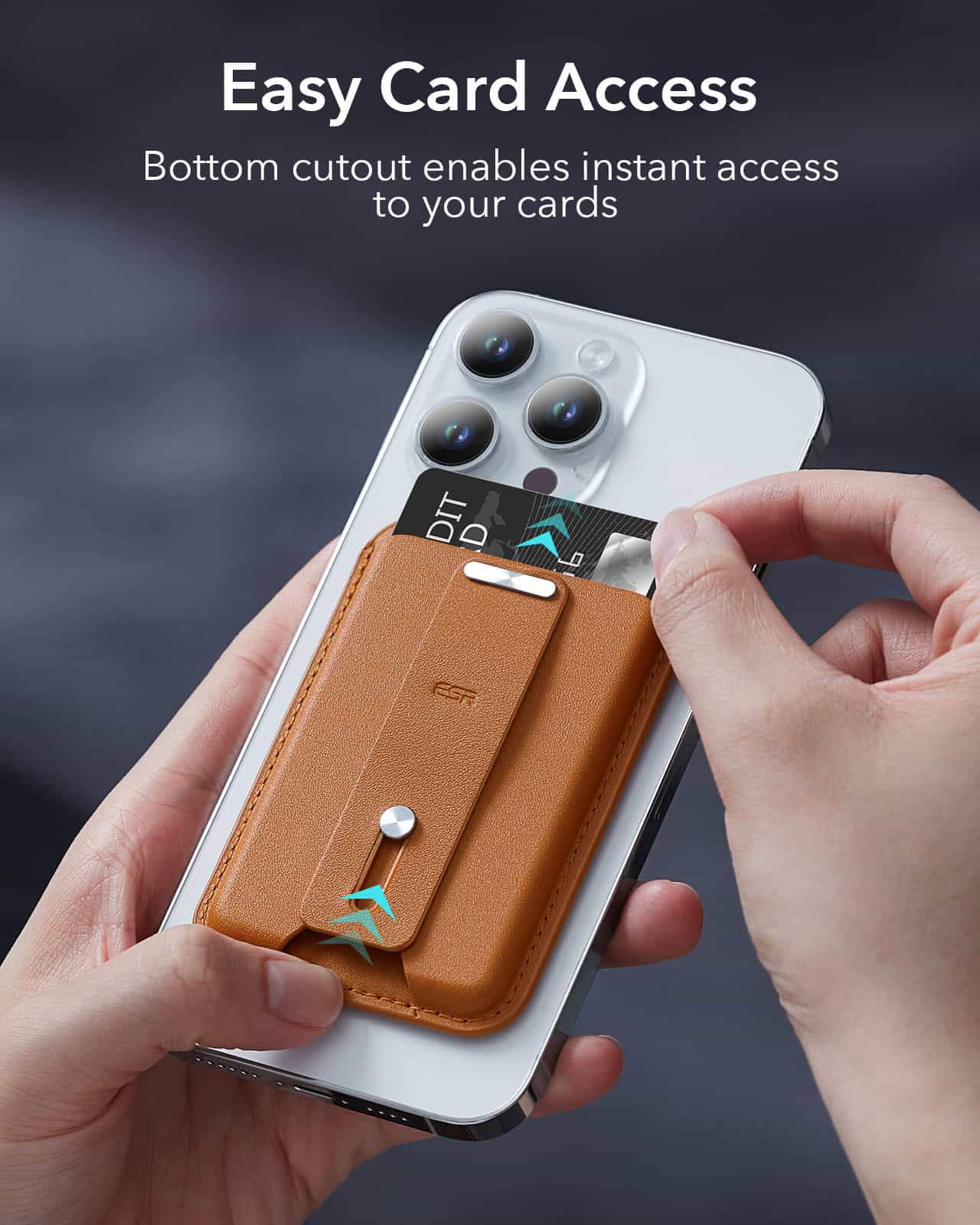 Online payment cardholder with smart card holder on mobile phone for easy access to credit card payments.