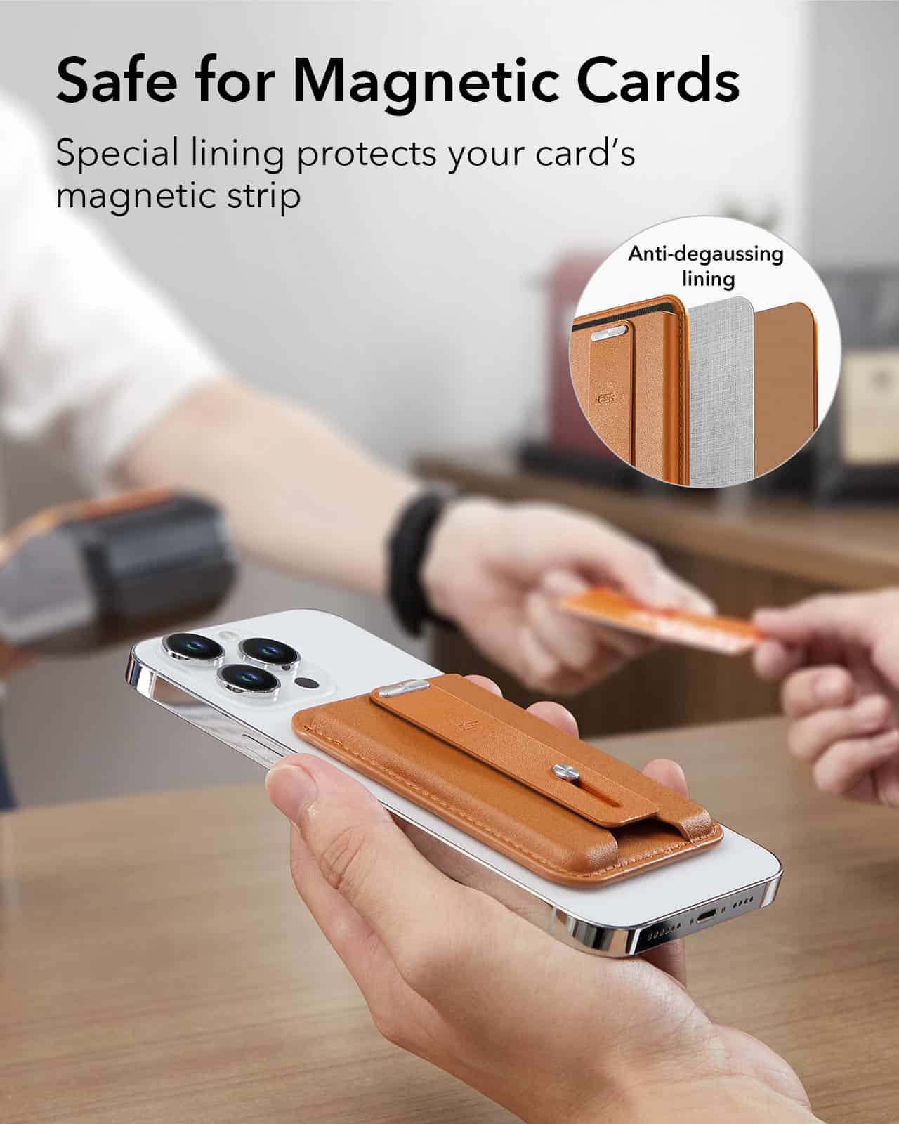 Sticker for Magnetic Card Protection on iPhone with Leather Wallet Case | Monalisa Store.