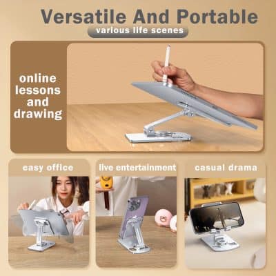 Wireless tablet stand with stylus for online lessons and drawing, portable and versatile for various life scenes.